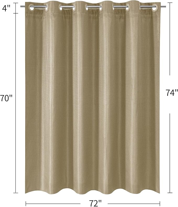 MitoVilla No Hooks Needed Beige Waffle Shower Curtain Liner Set, Modern Waffle - Image 7
