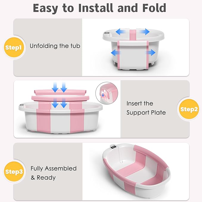 Collapsible Baby Bathtub for Newborn to Toddler 0-36 Months, Spacious Foldable - Image 7
