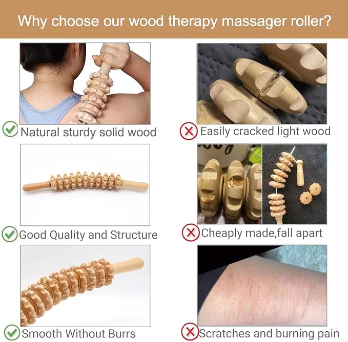 Wood Therapy Massage Tools, 16 inch Professional Wooden Massage Roller Stick & - Image 5