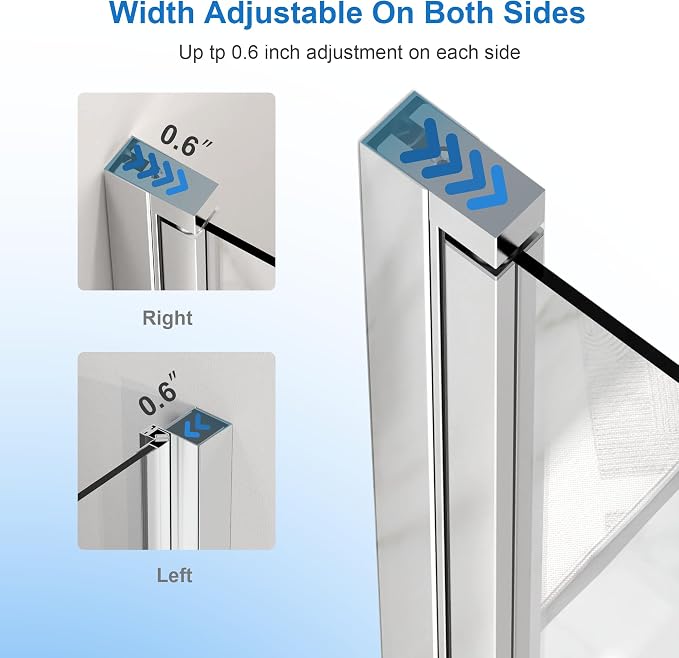 30” x 72” Pivot Shower Door, 1/4 inch Thick Tempered Glass Pivot Swing Shower - Image 6