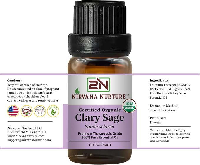 Clary Sage Essential Oil USDA Certified Organic, 100% Pure Natural Premium Grade - Image 8