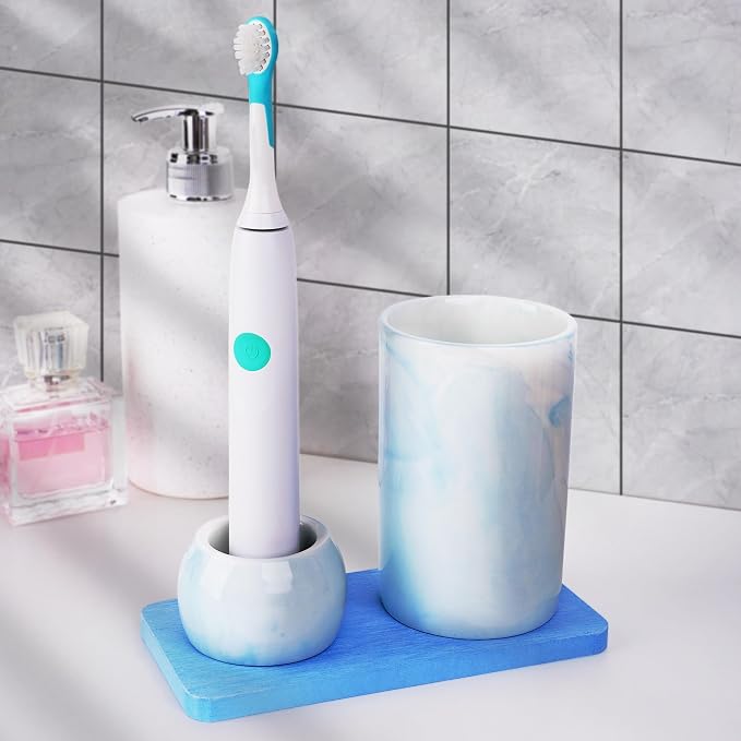 Ceramic Toothbrush Holder & Toothbrush Cup by LUEXBOX