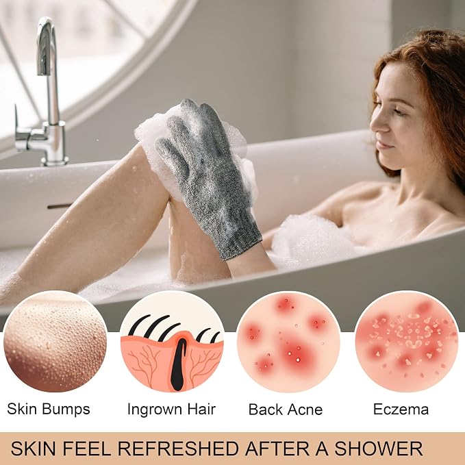 MIG4U Shower Exfoliating Scrub Gloves, Bathing Gloves Body Wash Dead Skin - Image 4