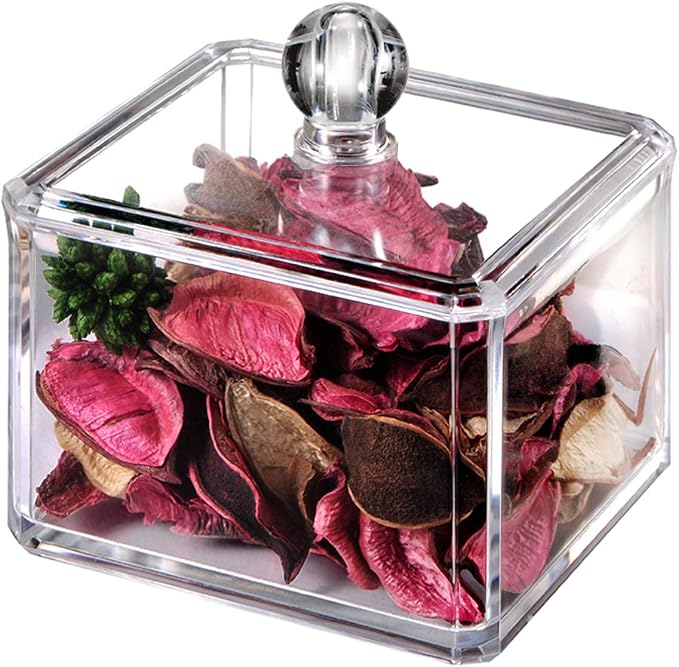 SheeChung Modern Square Qtip Holder Acrylic Bathroom Vanity Countertop Storage - Image 3