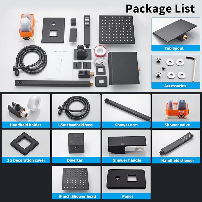 10 inch Matte Black Shower System - Image 9