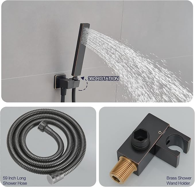 Oil Rubbed Bronze rain Shower Faucet Set Shower System 8 Inches Square Shower - Image 4