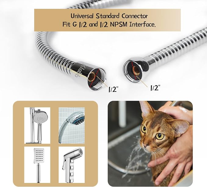 Klabb Shower Hose 96 inches Extra Long Shower Hose Extension Klabb Stainless - Image 7