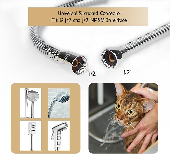Klabb 59 Inch/150cm Stainless Steel Handheld Shower Hose, Flexible and Durable - Image 7