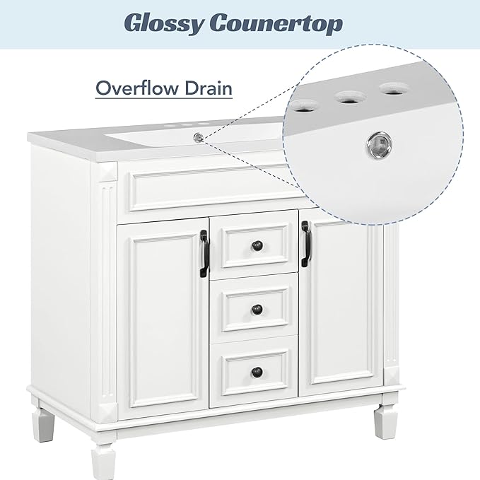 Merax 36" Bathroom Vanity with Sink, 36 inch Bathroom Vanity Storage Cabinet - Image 6