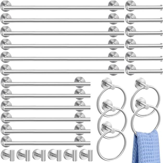 Gisafai 30 Pcs Bathroom Hardware Set, 23.6 Inch Brushed Towel Bar Ring Toilet by Gisafai