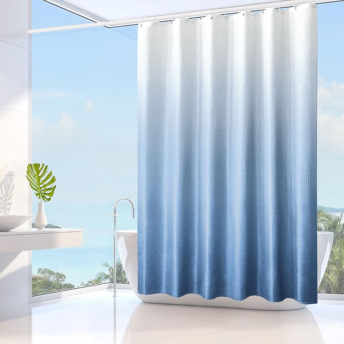 Gibelle Small Stall Shower Curtain 36 x 72, Narrow Blue Ombre Shower Curtain - Image 2