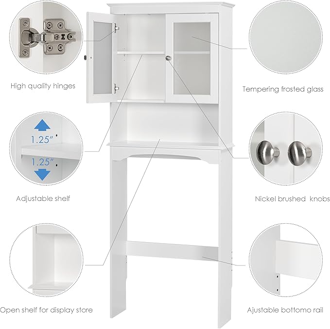 Spirich Over The Toilet Storage Cabinet, Above Toilet Storage Shelf - Image 5