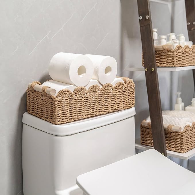 CubesLand Paper Rope Scalloped Edge Decor Baskets - Image 2