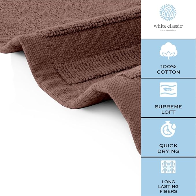 White Classic Luxury Bath Mat Floor Towel Set - Image 6