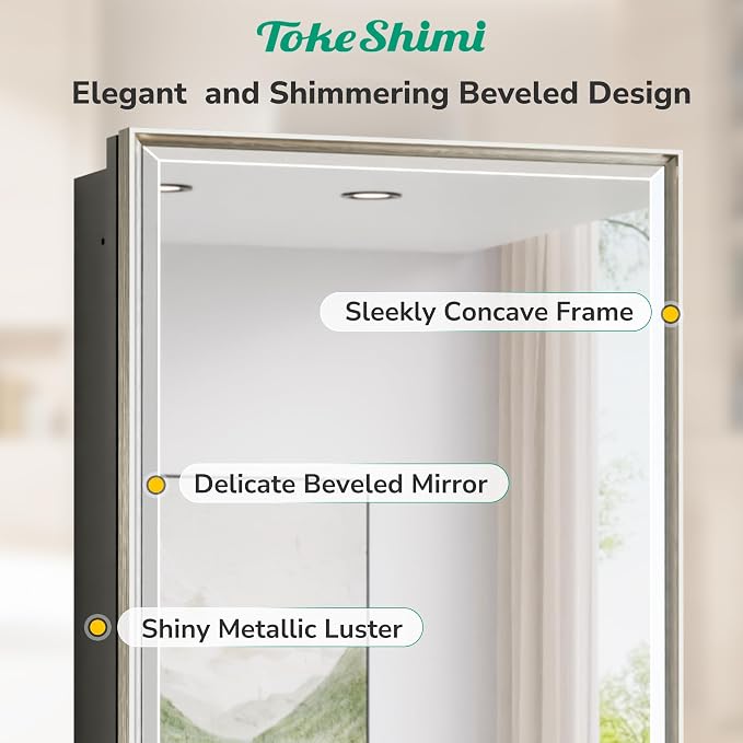 TokeShimi 24x30 Bathroom Mirrored Medicine Cabinet, Recessed Medicine Cabinet - Image 3