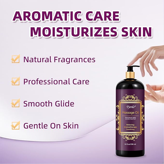 Aromatherapy Lavender Massage Oil, 10 fl oz Relaxing Massage Oil - Image 3