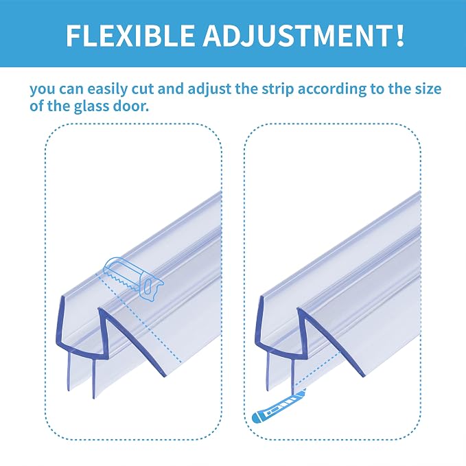 2-Pack ShowerDoor Bottom Seal 3/8" x 39" Polycarbonate Frameless Ultra Clear - Image 9
