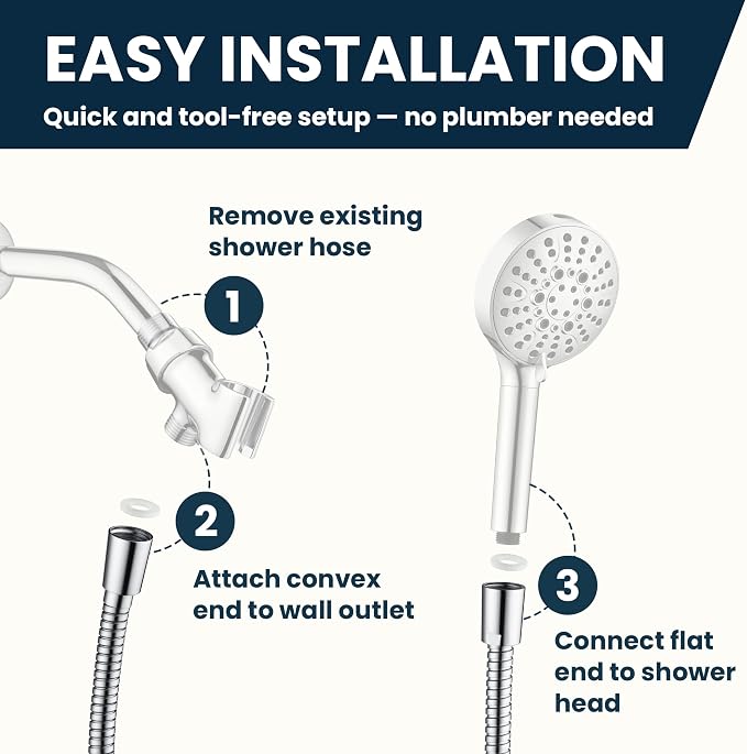 BRIGHT SHOWERS Extra Long Shower Hose 118 Inches – Stainless Steel Handheld - Image 8