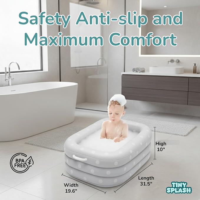 Inflatable Baby Bathtub Complete Set – Portable Non-Slip Baby Bath Tub - Image 2