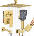 Bathtub Shower Faucet Set with Pressure Balance Valve, Brushed Gold by Woindo