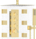 Enga Luxury Brushed Gold Shower System, 16 Inch Rain Shower Head by Enga