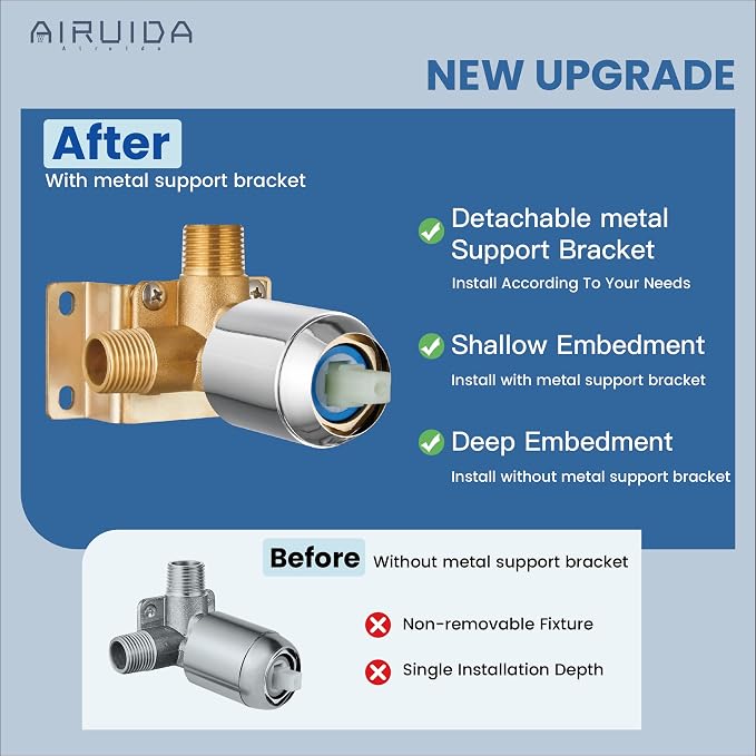 Airuida Shower Faucet Set Bathroom Rain Shower System SUS304 Stainless Steel - Image 7