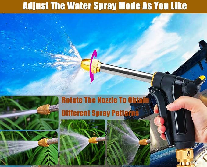 Garden Hose Nozzle, Upgraded Heavy Duty Metal Hose Sprayer Nozzle - Image 3