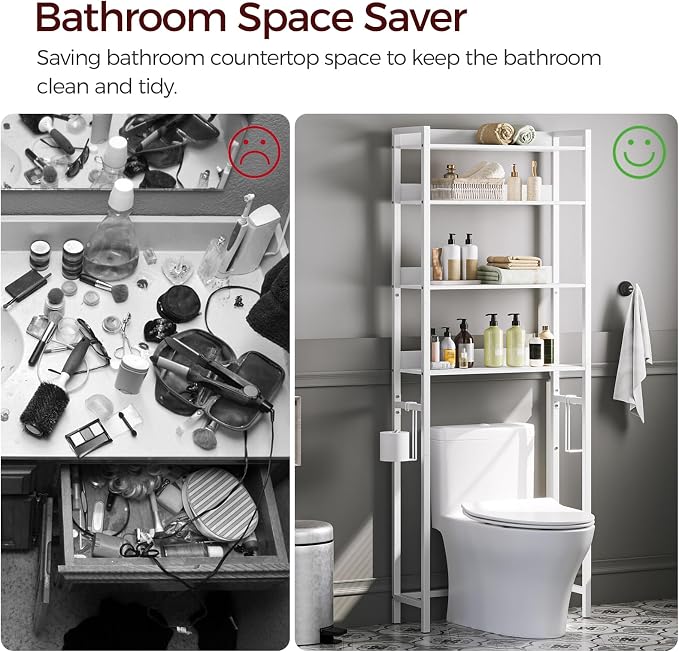 Over The Toilet Storage Rack, 4 Tier Bathroom Organizer Over Toilet, - Image 5