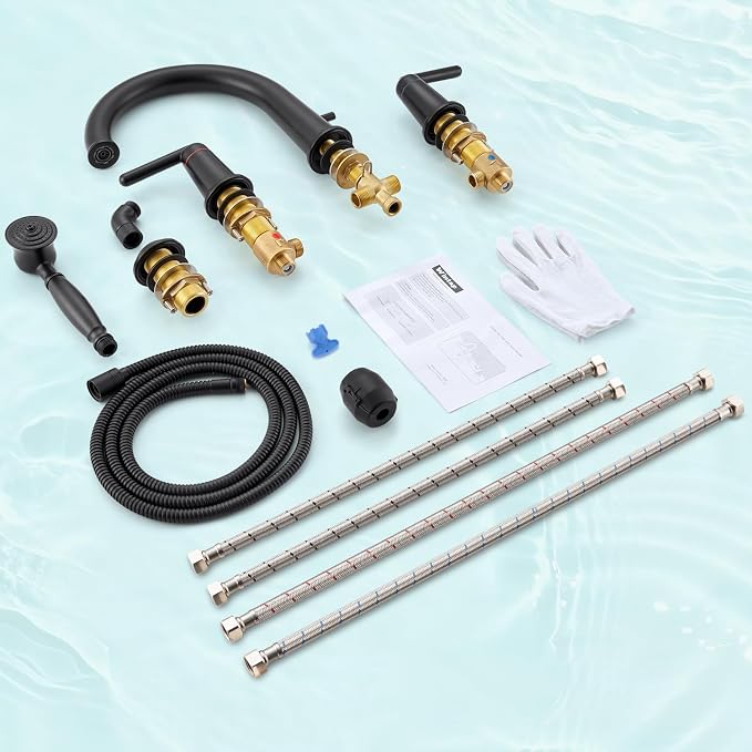Roman Tub Faucet with Sprayer, Classic Bath Faucet Set with Brass Valve - Image 8