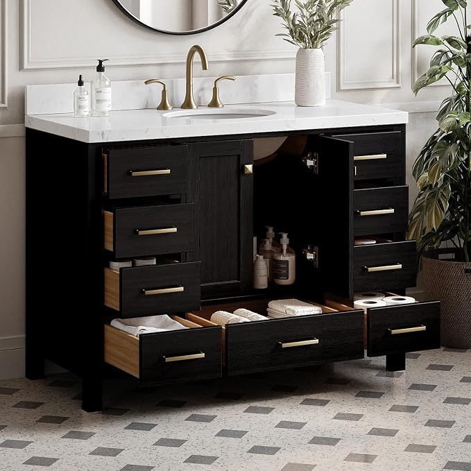 ARIEL Cambridge 48 Inch Single Oval Sink Bathroom Vanity - Image 2