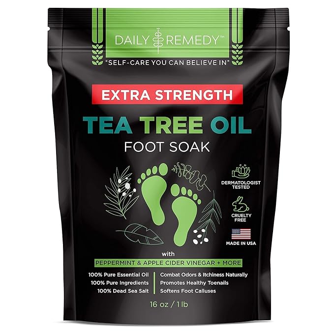 DAILY REMEDY EXTRA STRENGTH Tea Tree Oil Foot Soak w/ Epsom Salt Made in USA by DAILYREMEDY