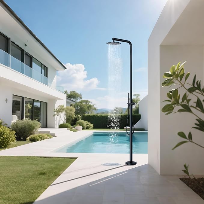 RBROHANT Freestanding Outdoor Shower Black, 316 Marine Grade Stainless Steel - Image 2