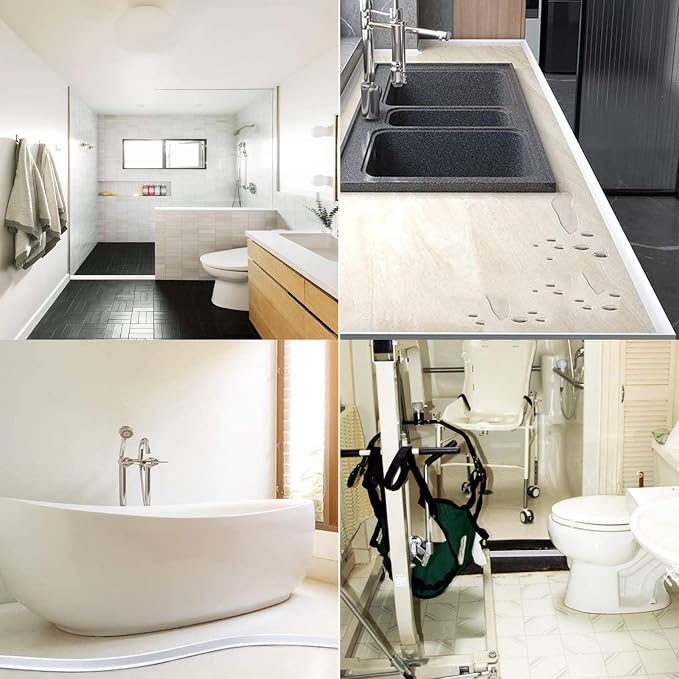 1/2" High Collapsible Shower Threshold Water Dam Barrier 67" Shower Water - Image 5