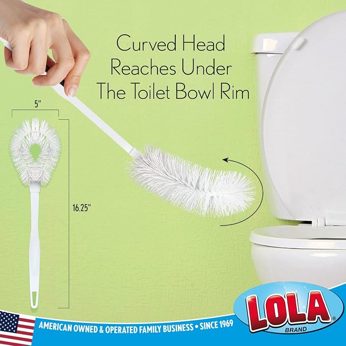 LOLA Toilet Bowl Brush w/Curved Head, 4 Pack, Coated Wire, Durable Poly Bristles - Image 2