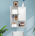 Bathroom Cabinet Wall Mounted Over Toilet Storage Cabinet 20x28 Inch White Wood by BYAOLVCY