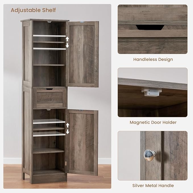Iwell 67" Tall Storage Cabinet, Narrow Storage Cabinet - Image 7