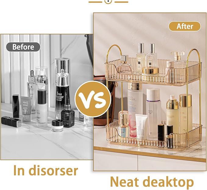 Bathroom Counter Organizer Countertop Storage, Cosmetics Skincare Shelf - Image 5
