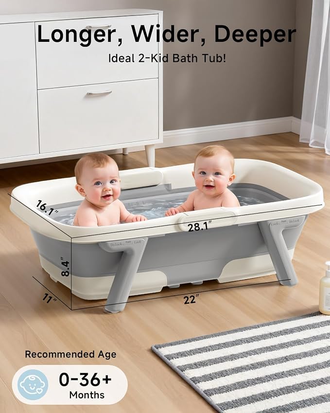 Collapsible Baby Bathtub, Large Infant Bath Tub - Image 3