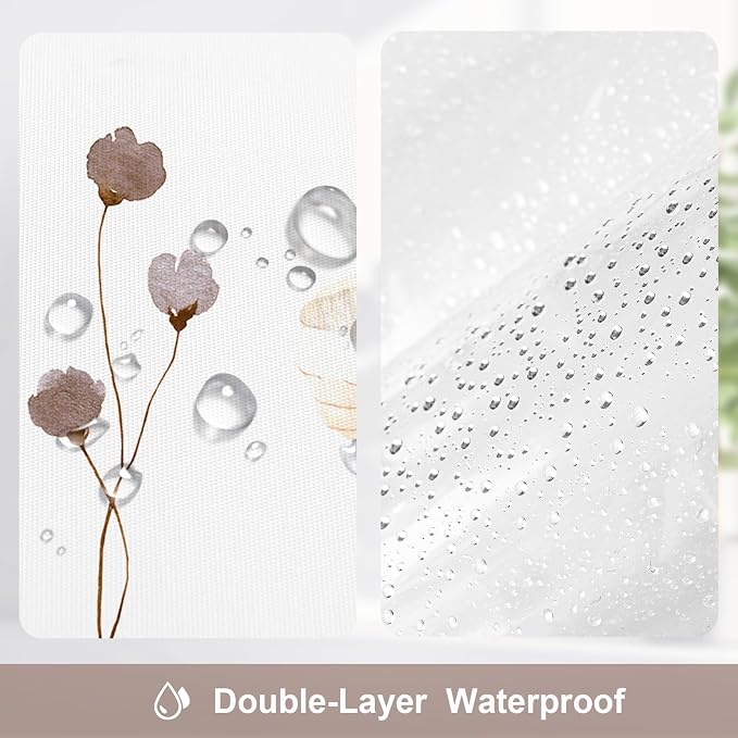 Gibelle 3 in 1 Shower Curtain Set, Waterproof Fabric Bathroom Curtain 72x72 - Image 4