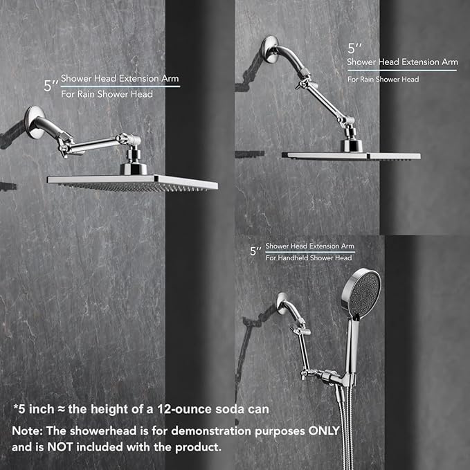 5 Inch Adjustable Shower Head Extension Arm, - Image 2