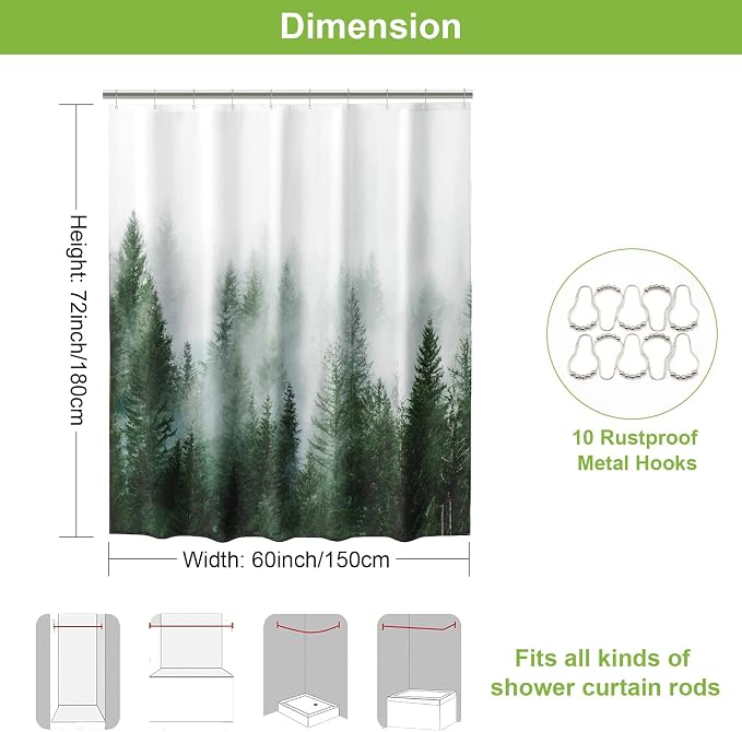ORTIGIA 60x72 Misty Forest Stall Shower Curtain - Image 2