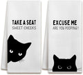 Funny Black Cat Bathroom Hand Towels, Cat Bathroom Decor, Sweet Cheeks Funny by Unknown