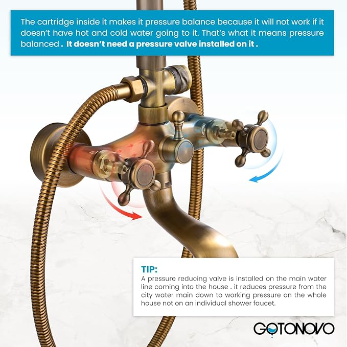 gotonovo Bathroom Classic Exposed Shower Faucet Wall Mount Shower System 8 Inch - Image 6