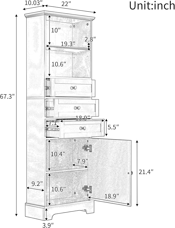 Harper & Bright Designs Storage Cabinet, 67.3 Inch Freestanding Tall Floor - Image 2