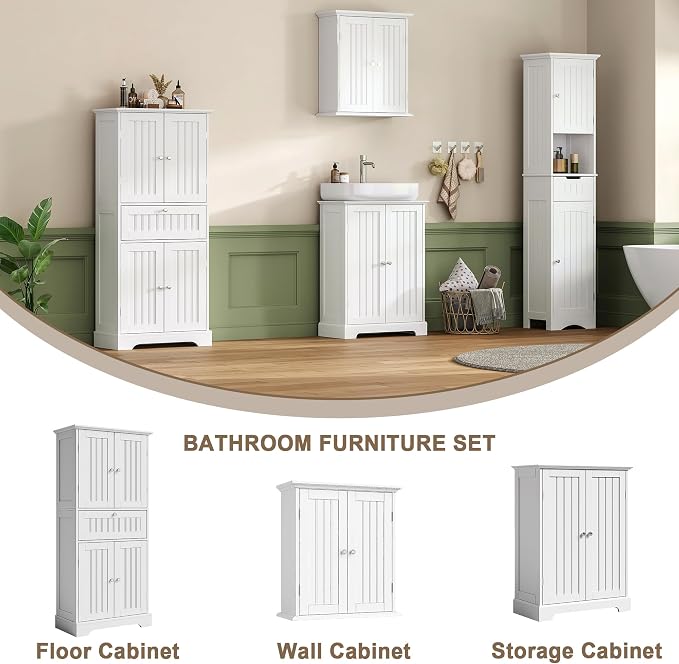 ChooChoo 51" H Tall Bathroom Floor Cabinet, Modern Bathroom Storage Cabinet - Image 5