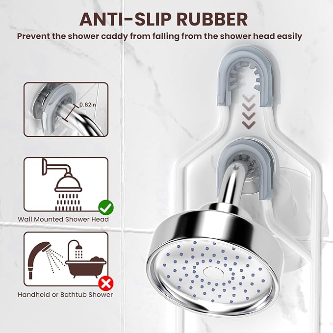 REINHARDT Shower Caddy Hanging, Rustproof Shower Caddy Anti-Swing Shower - Image 5