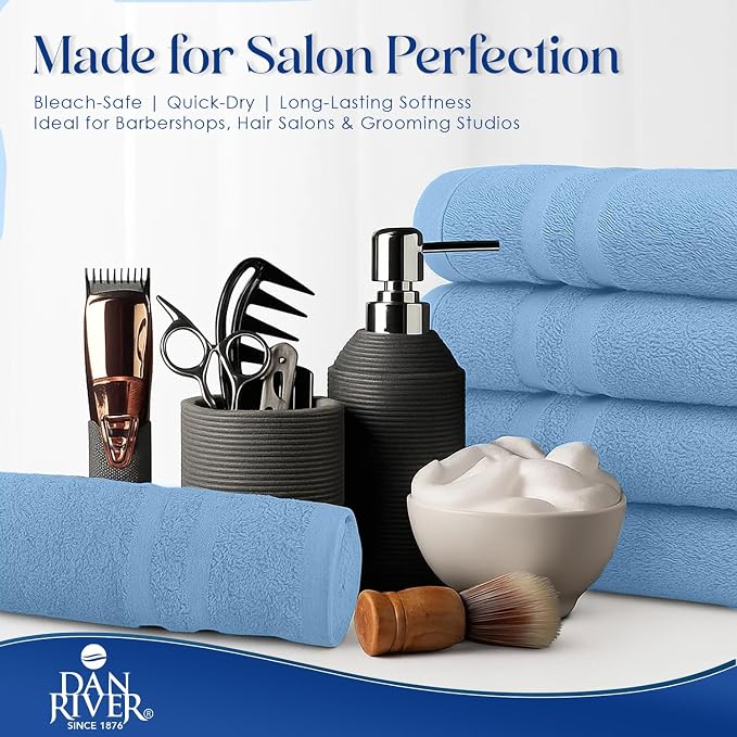 DAN RIVER 100% Cotton Salon Towels Set – 16x26 inches, Highly Absorbent and - Image 2