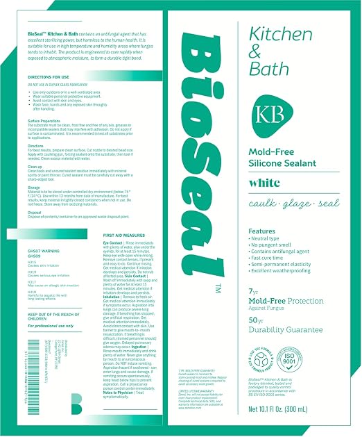 White BioSeal Silicone Sealant Caulk Kitchen and Bath Grade, Waterproof and Low - Image 4