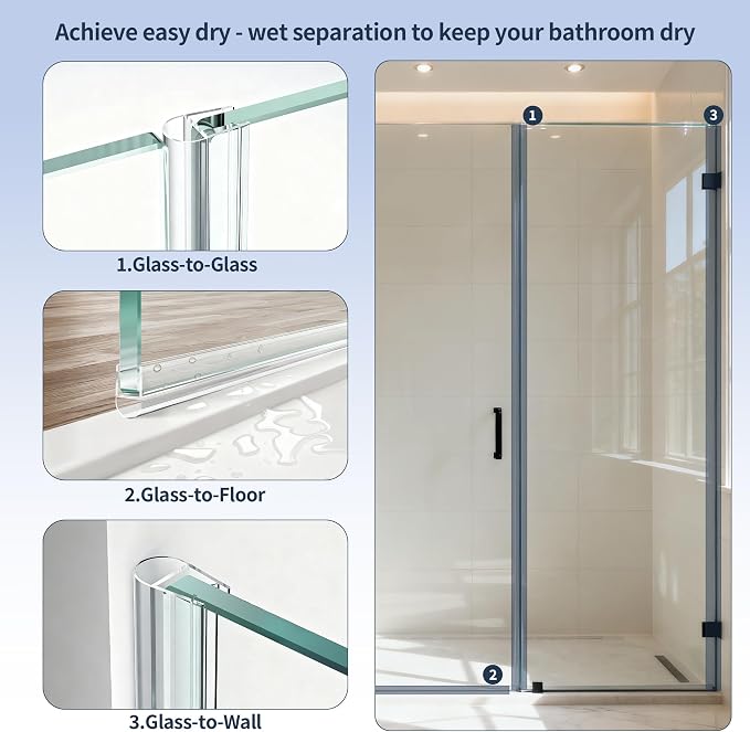 4PCS 39" Glass Shower Door Seal Strip, Shower Door Side Seal Strip - Image 6