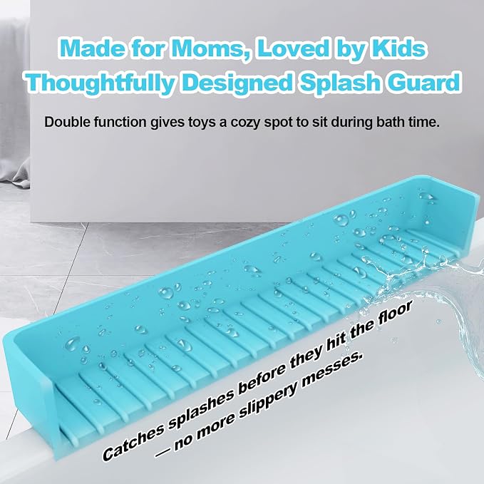 Bathtub Splash Guard for Kids – 31.5 Inch Silicone Tub Ledge Shelf - Image 2